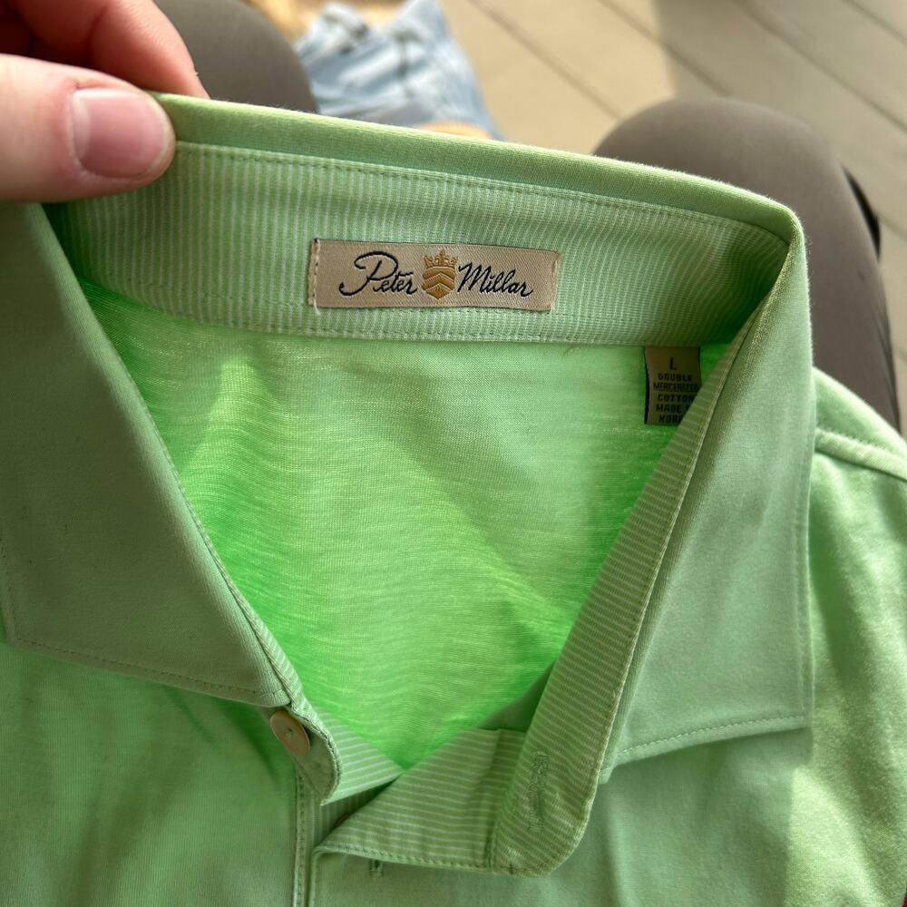Peter Millar Men's Large Green Golf Polo Shirt - Crown Sport Summer Performance - Picture 4 of 9